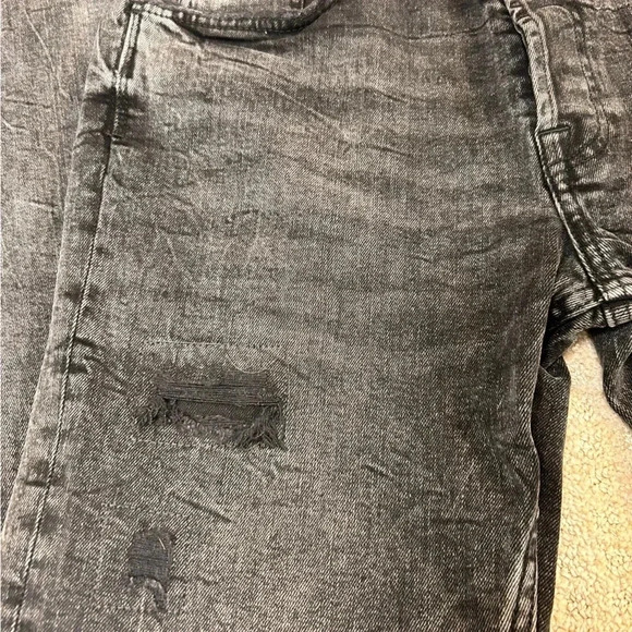 Zara Men’s cropped distressed gray jeans, 34, button fly, like NEW, Grunge - Picture 4 of 8